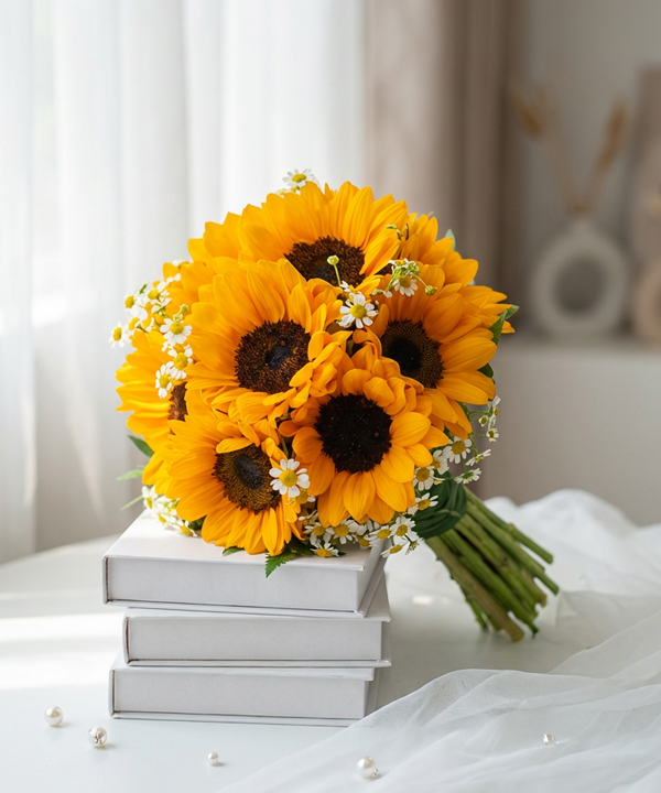 Hoa cưới hướng dương tươi sáng
