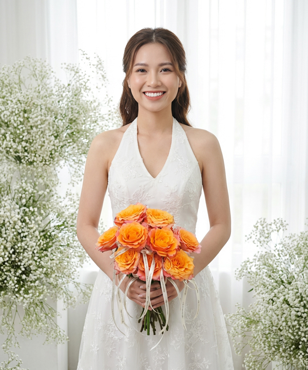 Hoa cưới hồng cam rực rỡ gallery