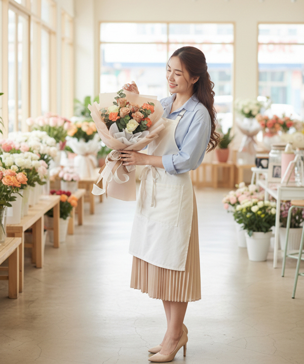 Bó hoa hồng nude phối cẩm chướng gallery