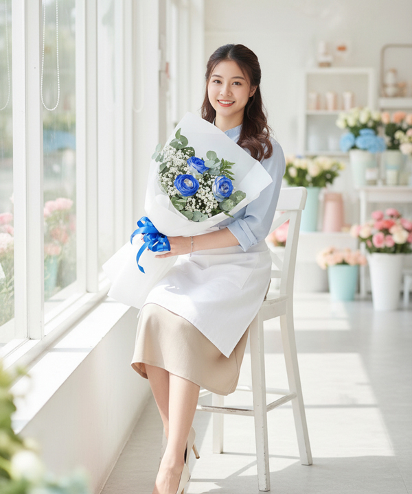 Bó hoa hồng xanh độc đáo gallery