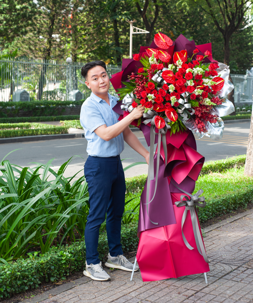 Kệ hoa khai trương đỏ sang trọng hiện đại gallery