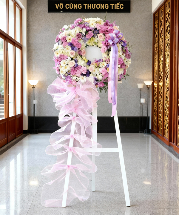 Vòng hoa chia buồn pastel nhẹ nhàng gallery