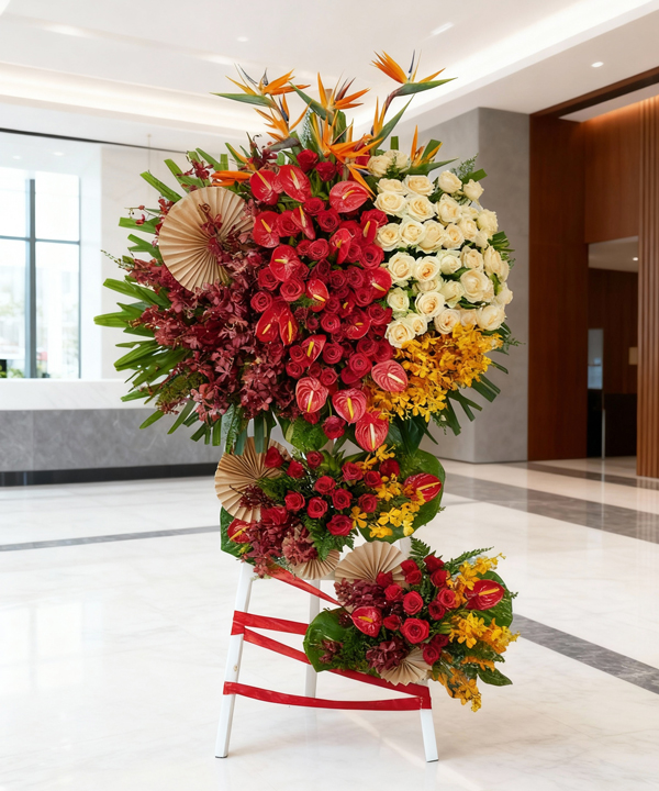 Kệ hoa khai trương đỏ vàng sang trọng gallery