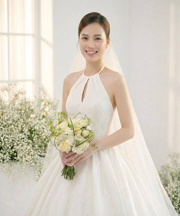 Hoa cưới trắng nghệ thuật hiện đại gallery