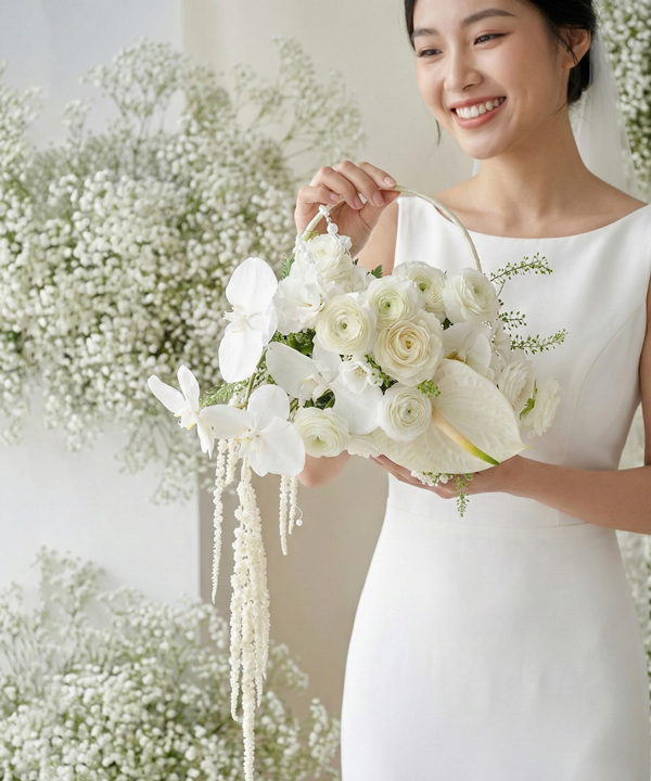 Hoa cưới trắng thanh lịch treo dáng hiện đại gallery