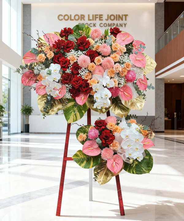 Kệ hoa khai trương cao cấp tone đỏ hồng gallery