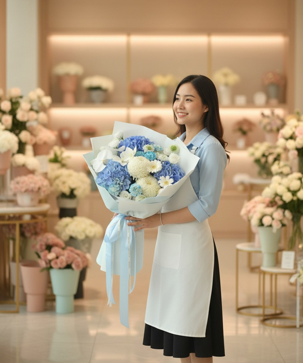 Bó hoa xanh trắng thanh mát gallery