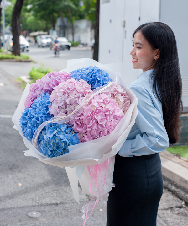 Bó hoa cẩm tú cầu xanh hồng pastel gallery