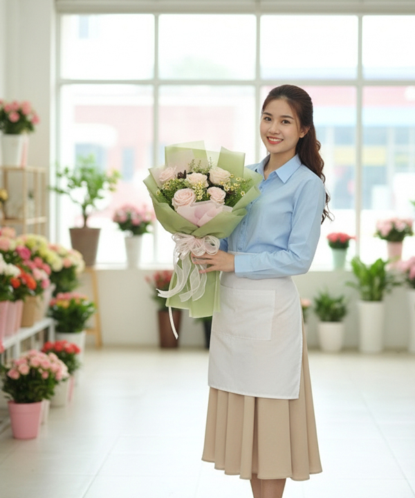 Bó hoa hồng kem phối cúc họa mi gallery