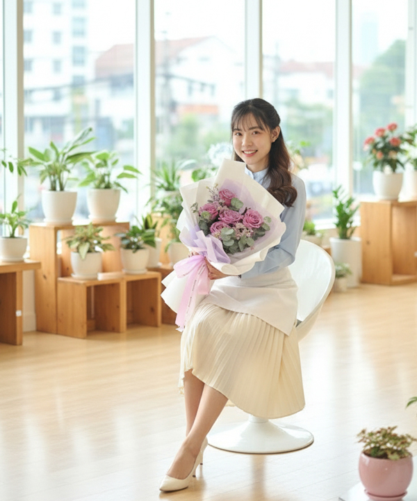 Bó hoa hồng tím pastel dịu dàng gallery